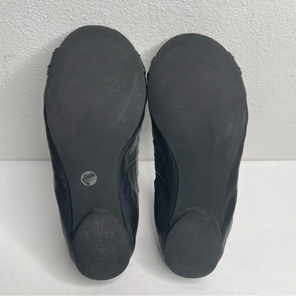 Tory Burch Black Ambrose Mestico Finni Leather Ballet Flat Size 5.5 Classic